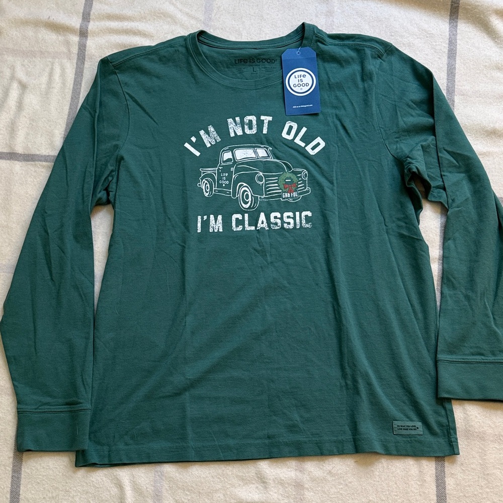 Life is Good Green Men's Long-Sleeve Crusher Graphic Shirt